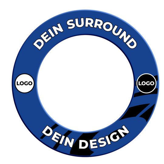 Dartbordomlijsting met uw eigen ontwerp Das Bild zeigt ein Produkt mit dem Dateinamen MSF-Blau_Dartboard_Surround_Wunschdruck_Blau_2. Weitere Informationen zum Produkt sind nicht angegeben.