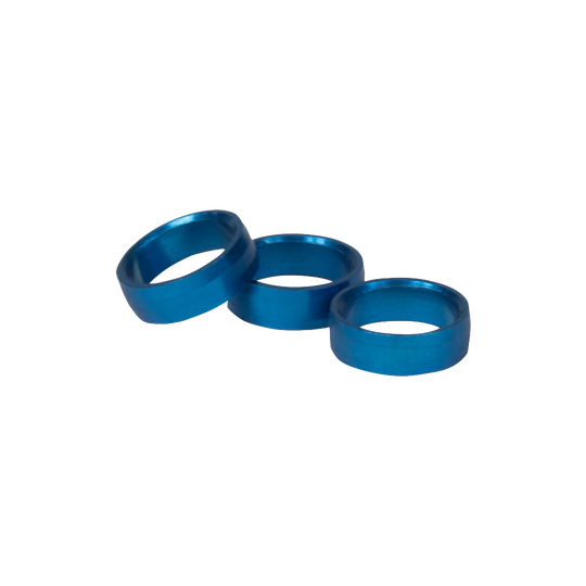 11-646-Target-Slot-Lock-Ringe-BlauAozFMUa3B36jd Das Bild zeigt drei blaue Ringe aus Metall. Diese Produkte heißen "Target Slot Lock Ringe".