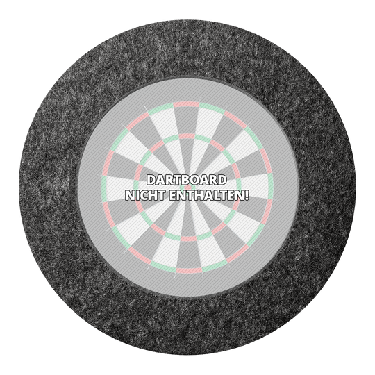 Karella Ultimo stalen dartbord surround Das Bild zeigt das Produkt "Karella Ultimo Steeldartboard Surround" in grauer Farbe. In der Mitte steht der Hinweis "Dartboard nicht enthalten!"
