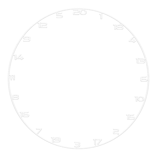 Bild mit dem Dateinamen BT1000100_Bullet_Dartboard_Zahlenring_Wei_1. Es könnte einen weißen Zahlenring für ein Dartboard darstellen.