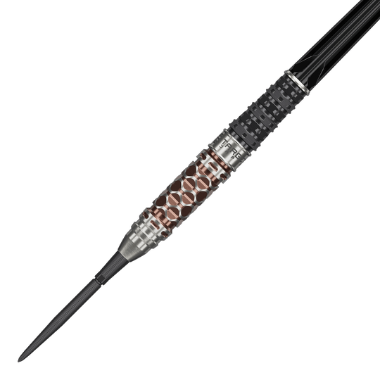 Target Japan Charis GEN6 Swiss Point stalen dartpijlen - 23 g Abgebildet sind die Target Japan Charis GEN6 Swiss Point Steeldarts - 23g. Die spezielle Form und die Details der Darts sind gut zu erkennen.