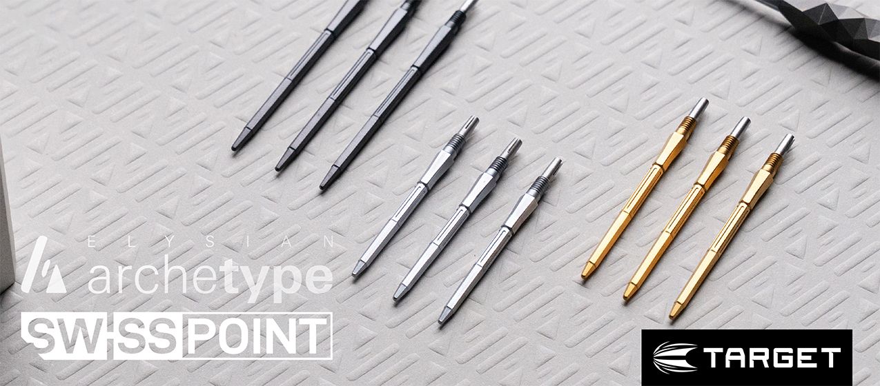 Abgebildet ist ein Produkt mit dem Dateinamen 2026-03_LP_Target_SwissPoint_Archetype43. Es könnte sich um einen Dartartikel handeln.